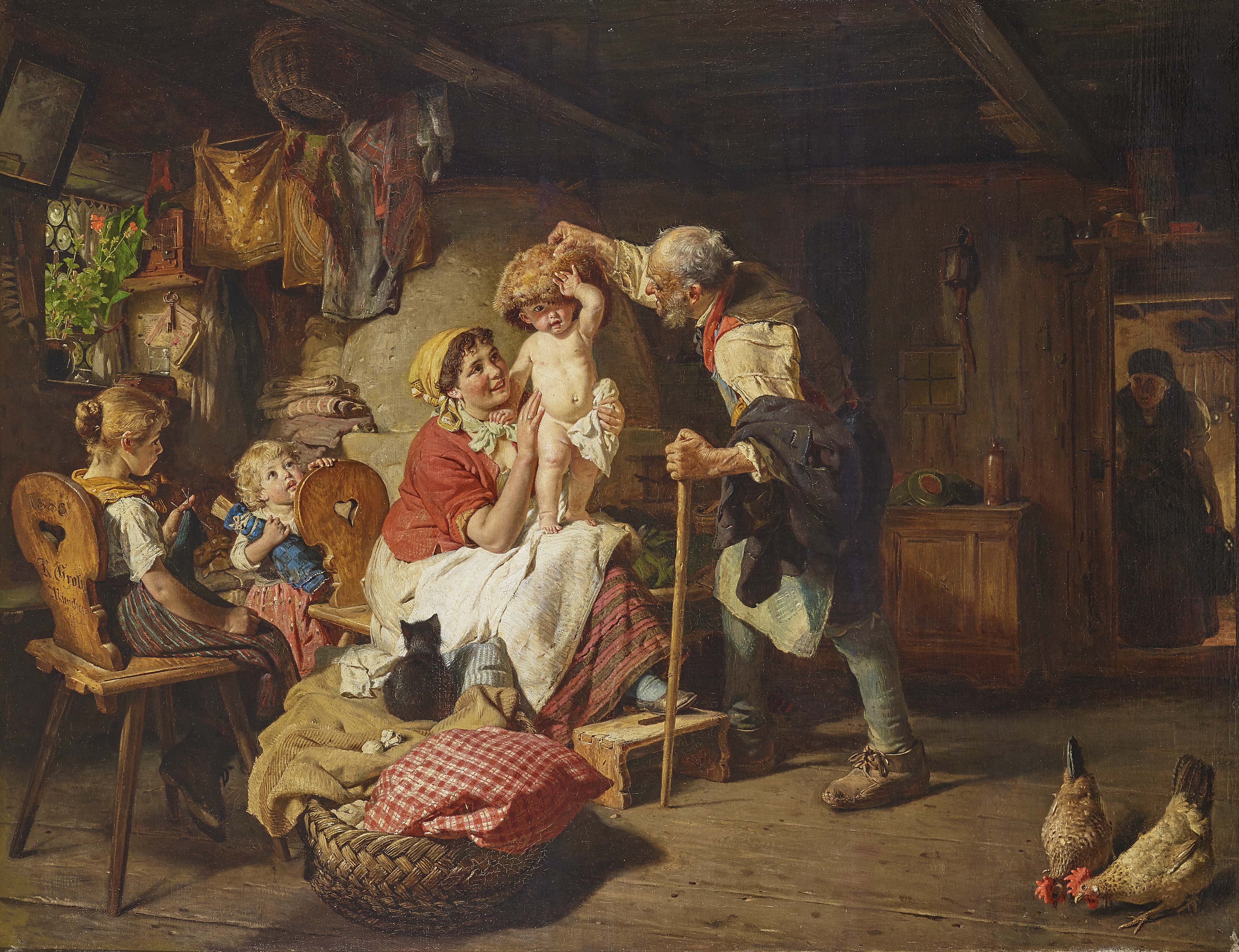 Konrad Grob - Bauernfamilie in der Stube | Auktion 378