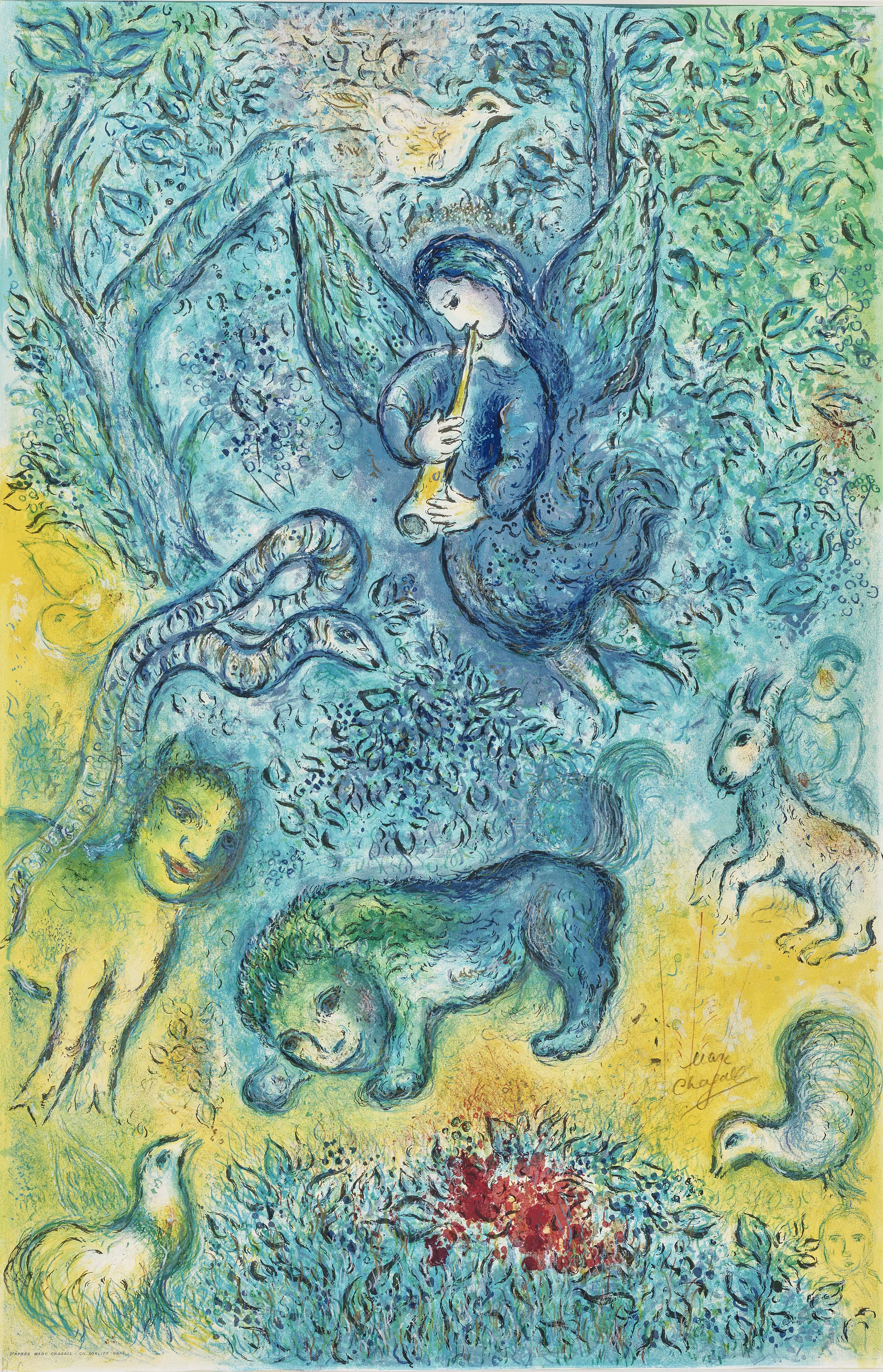 Mourlot Large Lithograph Art Marc Chagall The Magic Flute Die Zauberflote 